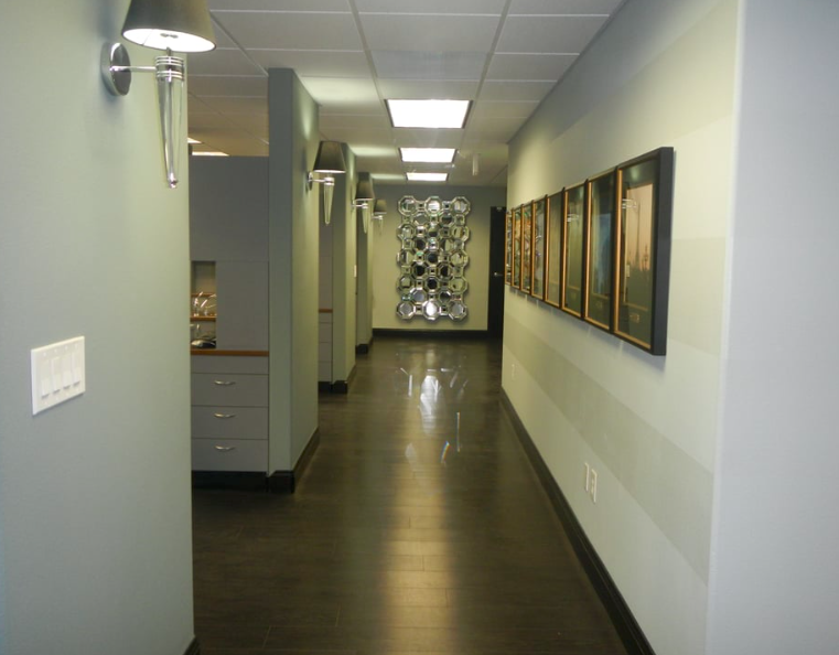 Office corridor with decorative art
